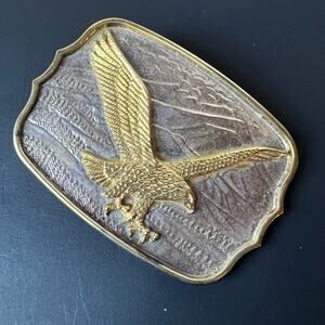 Vintage Belt Buckle w/ Eagle & Mountains made in Hong Kong